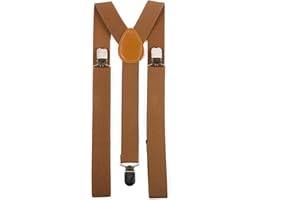 Hat To Socks Mens Womens Adjustable Braces Suspenders with Strong Metal Clips (Light Brown)