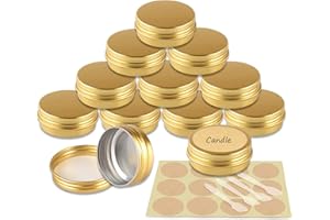 YANCAER 10 pezzi Barattoli di alluminio 30ml Oro - D52mm x H21mm Scatola Rotonda in Alluminio con Tappo a Vite Contenitori in Metallo per Lozione Crema Maschera Mini Candela