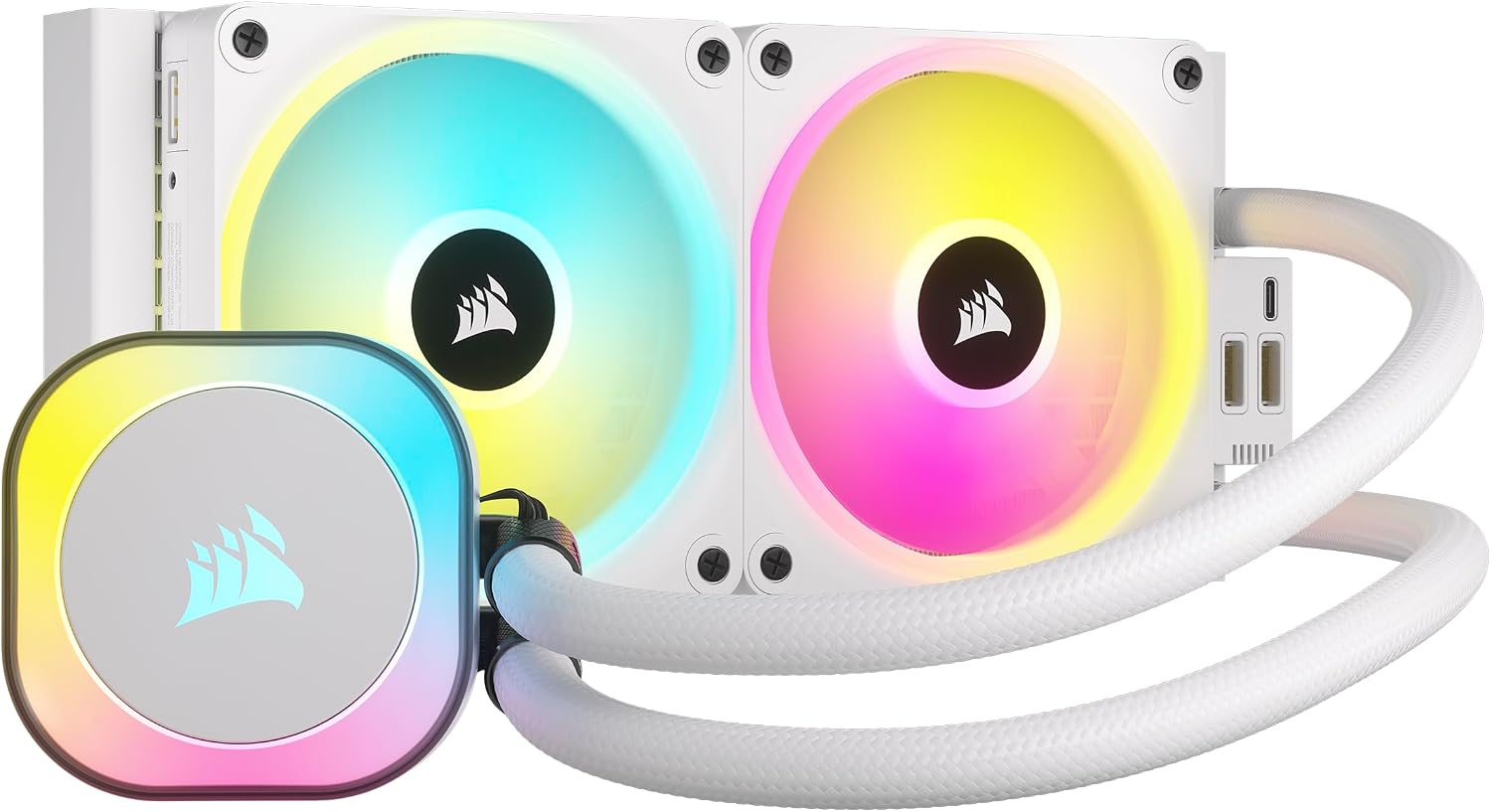 CORSAIR iCUE LINK H100i RGB Refrigerador Líquido Para CPU - 240mm AIO - Ventiladores QX120 RGB - Se Adapta a Intel® LGA 1700, AMD® AM5 - Concentrador de Sistema iCUE LINK Incluido - Blanco