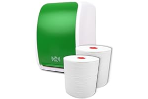 ‎BLANC HYGIENIC Blanc HYGIENIC Set: Handtuchrollenspender Sensor, berührungslos, Blanc Cosmos 2 Handtuchrollen Premium TAD - PRODUKTSET Farbe Grün/Weiß