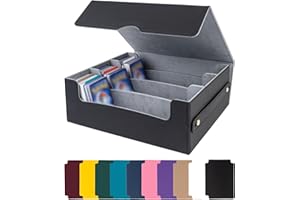 RUACDIQ Sammelkarten-Aufbewahrungsboxen für 1800+ Karten, Magnetic Deck Boxen, PU Leder Starkes Karten Box mit Trennwänden, Spielkarten Deck Boxe für Magic Commander Yugioh Sports Cards (Schwarz)