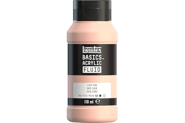 Liquitex 8870391 Basics Fluid - Peinture acrylique à consistance fluide, à séchage rapide, résistante à la lumière, imperméable, à base d'eau, Flacon de 118 ml, Rose Clair