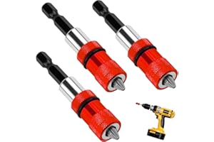 Batheidon Set di 3 Porte-Punte Magnetici per Cartongesso, porta inserti per avvitatore, Regolazione Profondità Vite, Tige Esagonale 1/4", Adatto per Avvitatori e Trapani a Batteria (Rosso)