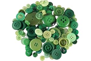Trimming Shop Round Resin Buttons 2 & 4 Holes Assorted Mixed Colours and Sizes For Sewing Craft, Children’s Handmade Decoration, DIY Project, 100g, Mixed Green