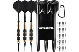 WayArrival 18 Gram Soft Tip Darts Set,Brass Barrel,Integrated Dart Shaft and Flight, 30 Plastic Tips, Dart Case