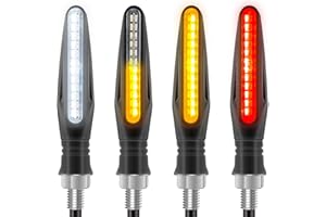 [Nouvelle version] Kinstecks ​​4PCS Indicateurs de moto qui coule clignotants Feux de moto indicateurs de virage feux diurnes feux de freinage 12V pour moto moto