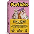 Furlicks Hip & Joint Supplement for Dogs & Cats | Marine Collagen & Calcium for Joint Mobility, Lubrication, Bone Support & Pain Relief (30 Oral Dissolving Strips)