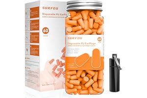 SURFOU Tappi Orecchie Dormire 60 Paia, 38 dB Riduzione Rumore, Riutilizzabili e confortevole per chi dorme di lato, ideale per viaggi, sonno e studio con Custodia Portatile, Mandarino