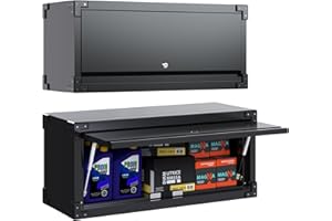 Supeer Armoire murale en métal avec porte rabattable, serrure en acier inoxydable, pour garage, atelier, cuisine, 38,6 x 80 x 30 cm (H x l x l) (noir)