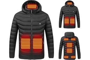 Susenstone Veste Chauffante électrique Homme et Femme Veste Chauffant USB Vêtements Chauffant Hiver Chaud Léger Manteau Doudoune Veste Capuche avec 3 Niveaux de Chauffage,Interface USB