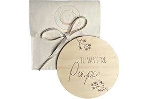 MOONBABY Annonce grossesse carte en bois Papa Mamie Papi Tata Tonton Arrière Grand-Mère Arrière Grand-Père avec pochette (Papi)