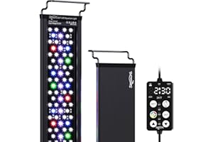 ‎SEAOURA SEAOURA Lampa do akwarium do wzrostu roślin, 24 godziny na dobę, 7 dni w tygodniu, pamięć wyłączania, 122-137 cm pełne spektrum światła do roślin akwariowych, 7-rzędowe diody LED, 8 kolorów, 20