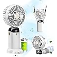 MQ Handheld Portable Fan, Quiet Small Window Fan, 5000mAh USB Rechargeable Personal Fan, Battery Operated Small Fan with 5 Speeds for Home Travel Commute Makeup Office (White)