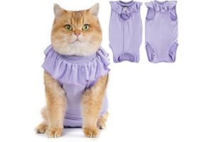 Avont Body Gatto Post Operatorio, Tutina Gatto Post Operatoria Sterilizzazione Recupero, Vestito Gatto per Impedire Leccare Ferita Addominale, Cat Recovery Suit - Lilla/S