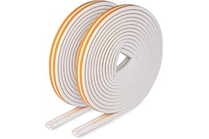 E-SMARTER Weather Strip Tape, 2pcs Soundproof Draught Excluder for Door& Window, 9mm*6mm*6m, Total 12m Dustproof Draft Excluder, EPDM Foam Waterproof Draught Excluder Tape, Fits for Wet Condition