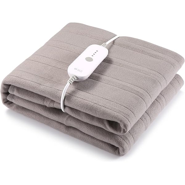 KEPLIN White Electric Heated Blanket for Bed - 120 x 135 cm Double Size Bed  Warmer | Soft Electric Blanket, Heated Duvet, Polyester Fleece Underblanket  | Remote Control with 3 Heating Settings: