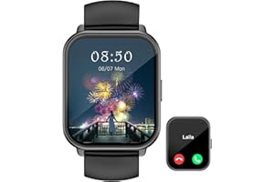 ASIAMENG Smartwatch Donna Uomo Chiamate Bluetooth per Android iOS Orologio Smart Watch con Contapassi Cardiofrequenzimetro SpO2 Calorie Impermeabile IP68 Notifiche Messaggi 100+ Modalità Sportive Nero