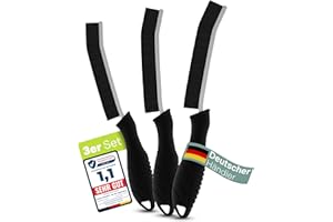 BRAND PROMOTION 3er Set Hartborsten Ecken-Reinigungsbürste – stabile Kunststoff-/Edelstahl-Fugenbürste für Küche, Bad, Auto & mehr – Langer Griff, rostfrei, ideal für Enge Winkel & schwer erreichbare Stellen
