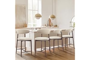 ‎COLAMY COLAMY Barhocker 4er Set, Bar Hocker mit Lehne, Küchenstühle mit Rückenlehne, Barstuhle mit Holzbeinen für Küche, Bar, Esszimmer, Büro, Beige