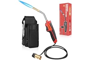 DOMINOX High Intensity Propane Torch Fuel by Propane Map, Mapp Gas, Mapp Gas Torch with 5FT Hose and Gas Cylinder Sleeve, Map Gas Torch Kit, Soldering Torch Kit
