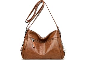 Sacmill Womens Leather Crossbody Bags Multi Pocket Soft Ladies Leather Shoulder Handbag Lightweight with Adjustable Shoulder Strap