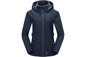Outdoor Ventures Damen Softshelljacke Kurze Gefütterte Funktionsjacke Wasserdichte Übergangsjacke mit Abnehmbarer Kapuze Regenjacke Outdoor Regenmantel Softshellmantel für Wandern Laufen Sporten