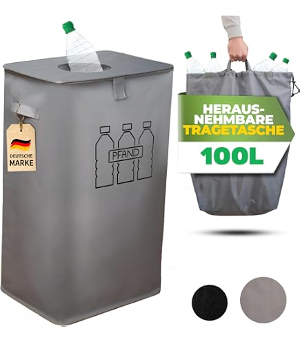 140L Pfandflaschen Sammelbehälter Mit Deckel &Tragetaschen Für Leergut