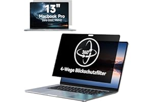 IPROKKO 360° Blickschutzfolie für MacBook Pro 13 Zoll (2016-2022,M1,M2)&MacBook Air 13 (2018-2021,M1), Selbstklebender Anti Glare Blaulicht Mac Sichtschutzfolie, Vier-Wege Blickschutzfilter
