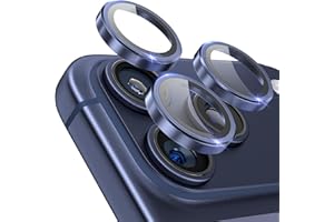 CloudValley Protection D'objectif D'appareil photo Pour iPhone 17 Pro/Pro Max, Coque En Verre Trempé Ultra-HD, [Compatible Avec Les Coques] Anneau De Protection D'écran En Métal, Bleu foncé