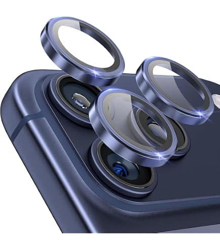 Protection Objectif Verre Trempé Pour IPhone 17 Pro - Film Caméra Arrière Anti-rayures, Bleu Intense, Alliage Aluminium