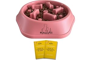 MYHAPPYPETS Gamelle Anti-Glouton pour Chien | Chat + E-Book Alimentation Offert Bol Alimentation Lente, Favorise Digestion, Anti-Vomissement, Antidérapant