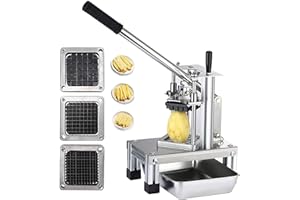 Do-Electr Cortador de Patatas Fritas, Fritas profesional Cortadora Comercial de Verduras Astilladora de Patatas con Cuchillas de Acero Inoxidable 304 de tamaño 1/4" 1/2" 3/8"
