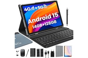 ‎ZONKO ZONKO 2025 Neueste Android 15 Tablet 10 Zoll mit SIM Slots,4G LTE Tablets PC 5G WiFi,14GB RAM+128GB ROM(1TB TF),Octa-Core|8+13 MP|GPS|8000 mAh|Tablet mit Tastatur Maus Stift,Bluetooth 5.0,GMS(Grau)