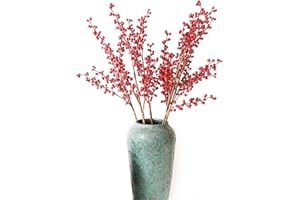 EasyLifeStore 72 cm roter Kunstblumen Weihnachtsbeerenzweig, fühlt Sich echt an, 5er Pack für Hochzeitsdekoration, Party, Zuhause, Küche, Bürodekor und Weihnachtsdekoration