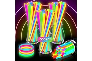 JIJI&CUI Glow Sticks 300pcs [8-Hour Ultra Bright] | Eco-Friendly & Non-Toxic Party Supplies for Kids, Festivals, Concerts,Halloween, Sports Events | 300+ Connectors with Boxed Set (CE Certified)