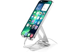 FadyDail Support Téléphone Portable Réglable Entièrement en Aluminium pour Téléphone Portable Compatible avec iPhone 16 15 14 13 12 11 Pro Max, Samsung, Huawei et Tous Les Smartphones