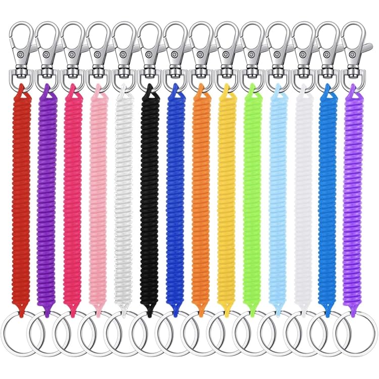 Lot De 7 Porte-clés Rétractables Colorés - Sangle Spirale Extensible 100cm - Pour Clés, Badges