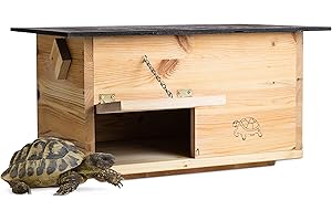 Woid Herz Caseta para tortugas (SH2) barnizada de madera maciza resistente a la intemperie, con suelo y puerta, incluye ventilación ajustable, recinto para tortugas