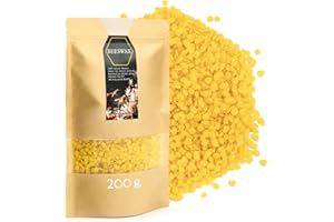 Majillux Cera de Abeja Natural Premium 200 g, Pastillas de Cera de Abeja, Beeswax para Producción de Cosmético, DIY, Jabón y Velas 100% Pura Made in Europe Certificadas