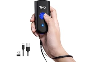 Tera Mini Tragbarer Barcode-Scanner Laser Barcodescanner 3-in-1 Bluetooth & USB-Kabel & 2,4G-Wireless für 1D Barcode-Lesegerät Funktioniert, 1100Laser