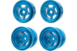 TOOMOD Aluminum Bead Lock Rim Set Wheel Hub Upgrade for Tamiya RC Grasshopper， Hornet， Mighty ，Frog ，Buggy Champ， Fast Attack， Fighting Buggy （Blue）