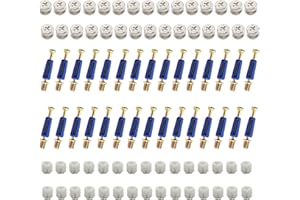 WeqeYent Lot de 30 Vis de Fixation pour Meubles - Came Excentrique M15 mm - M6 x 40 mm - Avec Écrous Pré-Espacés - Bleu