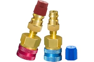 Saipor 2Pcs R1234YF Quick Couplers Kit, R1234yf to R134a Conversion Adapters High/Low Side Quick Coupler Adapter AC Hose Fitting Connectors for R1234yf Car Ac System Evacuation Recharging
