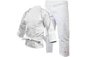 adidas Judo-Gi für Männer, Frauen und Kinder, perfekt für Training und Sparring, leichte Kampfsport-Uniform, weißer Gürtel inklusive, 250 g (Größen 110–160 cm)