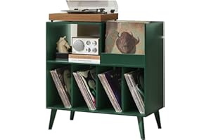 LELELINKY Large Record Stand With Storage and Shelf - Vinyl Holder With Presentation Surface for Up to 300 Albums - Music Room and Living Room