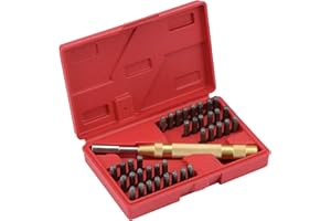 WiMas 38 piezas Las letras del abecedario número sellos, stamp punch set y Golpe automático, acero metal