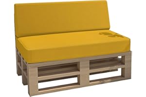 ‎CHILLY PILLEY chilly pilley Palettenkissen Gartenkissen Wasserdicht Palettenauflage Palettenpolster Indoor Outdoor Waschbar Abnehmbar Sitzkissen Rückenkissen (2er Set, Gelb)