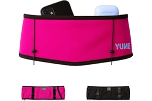 YUME Cinturon Running con 3 Bolsillos, Porta Botella, Porta Bastones y Porta Dorsales | Riñonera Running Trail para Hombre y Mujer (Rosa, Talla M)