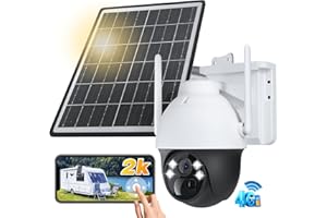 DIHOOM 4G LTE Security Camera Outdoor Wireless No WiFi, 360°PTZ Solar CCTV Camera Outdoor with SIM Card, 2K 4MP Color Night Vision, Motion Detection, 24/7 Recording, Safe Local Storage, Work with Alexa, IP66