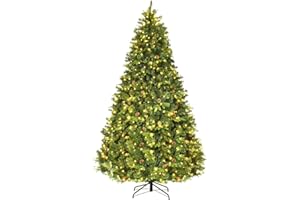 COSTWAY Sztuczna choinka LED, 240 cm, z systemem składania i metalowym stojakiem, choinka ozdobiona, idealna do domu, biura, sklepów i hotelu